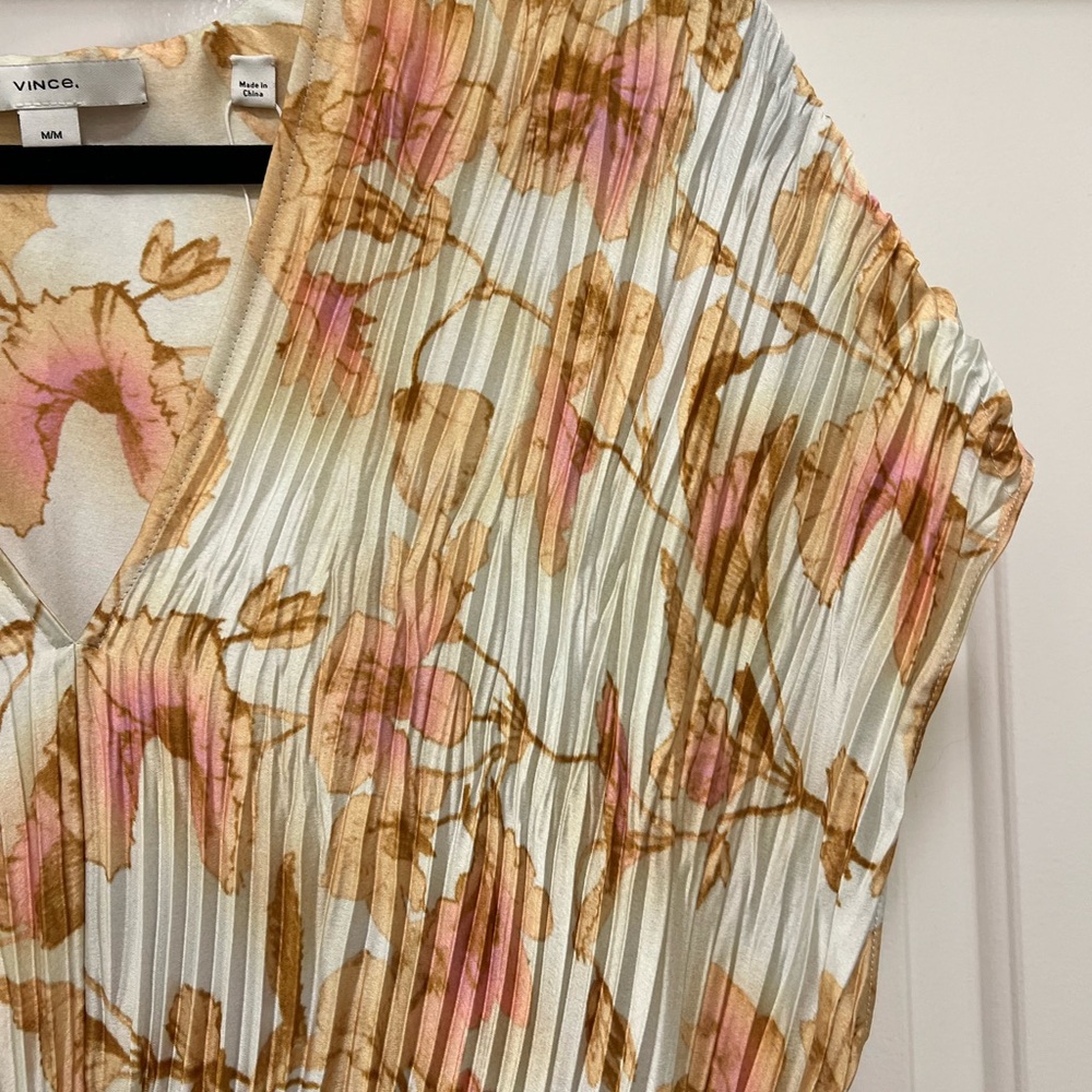 NWT Vince Floral Crushed Cap Sleeve Dress - Picture 7 of 11